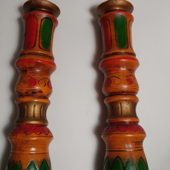Accents 197s Norleans Japanese Ceramic Redorange Candle Holders Looks